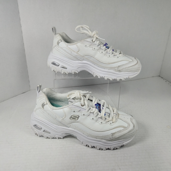 Skechers Shoes - Skechers D'Lites Fresh Start Walking White and Silver Sneakers Size 5 1/2 Wide